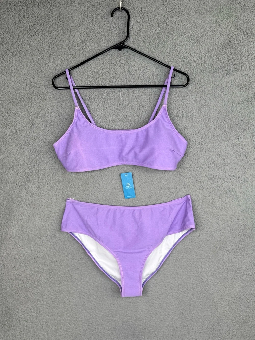 Cupshe Two Piece Swimsuit Bracelet/Full Coverage Bottom Purple Womens Sz XL NWT